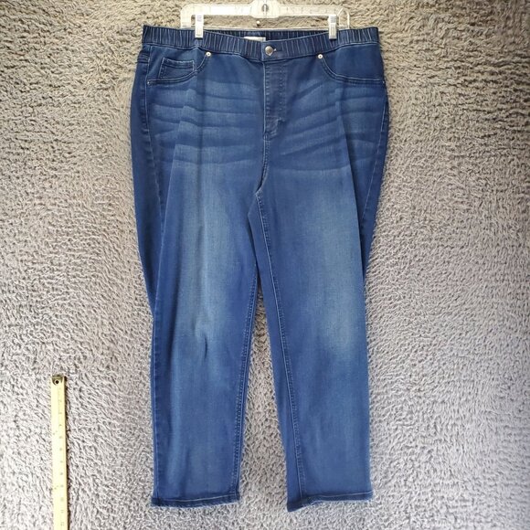 Catherines Jeans Womens 1X  18/20W Blue True Stretch Denim Straight - Picture 1 of 11